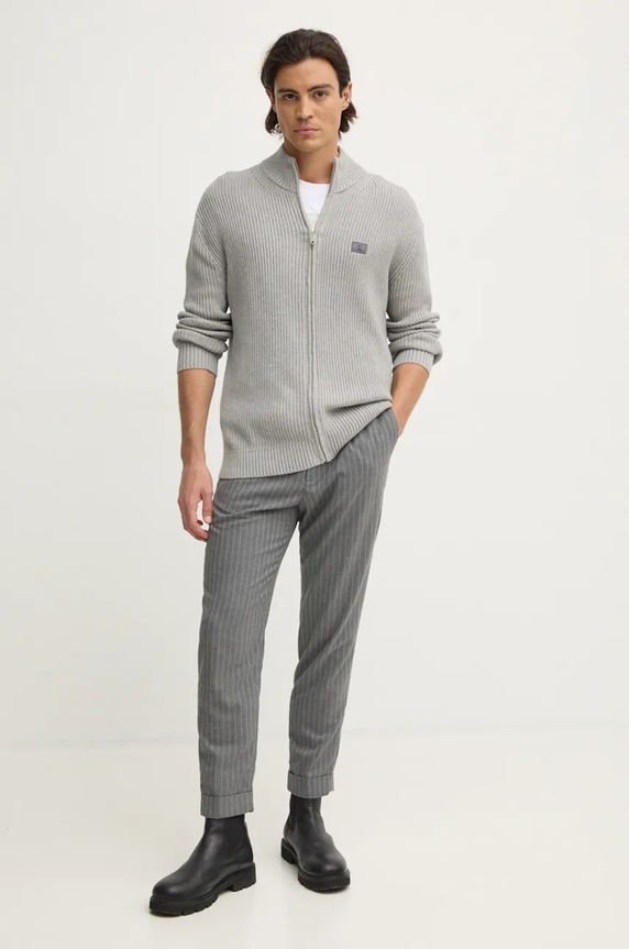 Памучна жилетка Calvin Klein Jeans J30J326197 сив AW24
