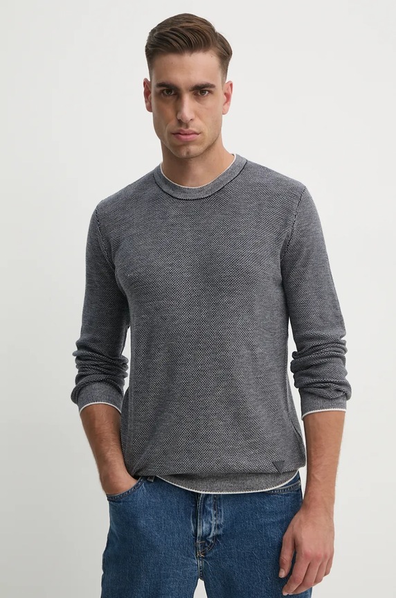 Guess sweter z domieszką wełny EARLE okrągły granatowy M4BR04.Z3H82
