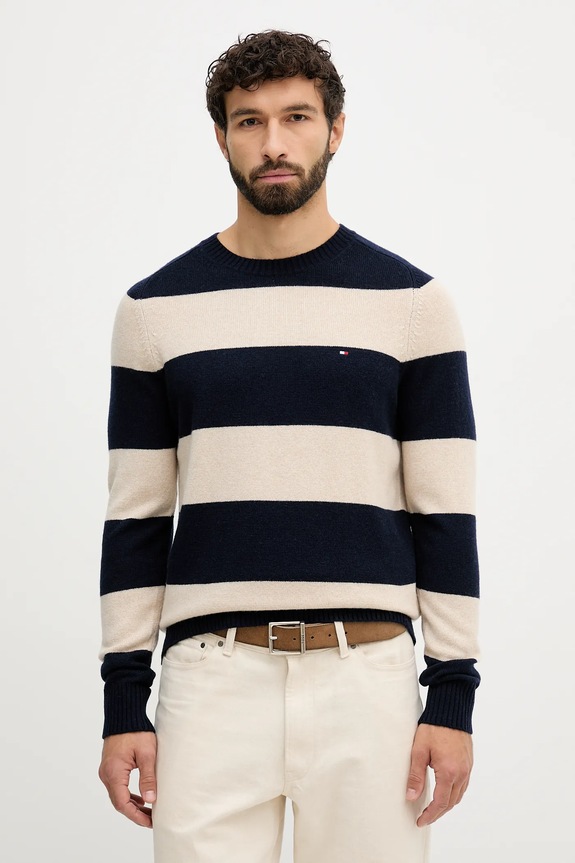 Tommy Hilfiger sweter okrągły granatowy MW0MW36535