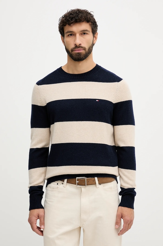 Tommy Hilfiger sweter okrągły granatowy MW0MW36535
