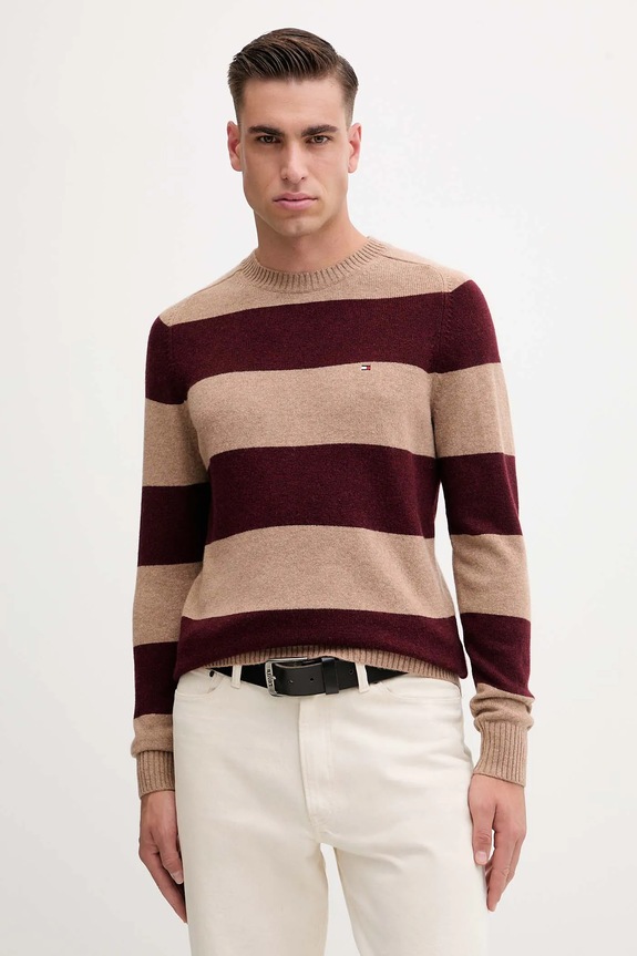 Tommy Hilfiger sweter okrągły brązowy MW0MW36535