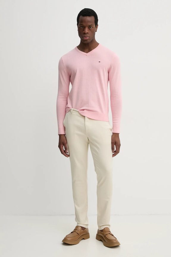 Tommy Hilfiger sweter męski bawełniany MW0MW14745 różowy SS26