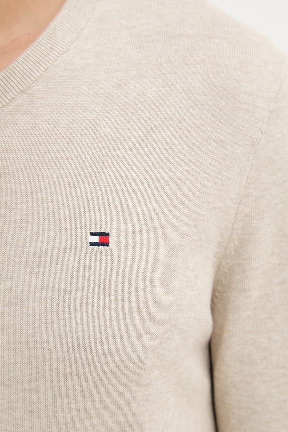 Tommy Hilfiger pulover bărbătesc din bumbac MW0MW14745 bej