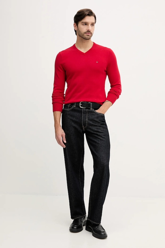 Tommy Hilfiger pulover bărbătesc de bumbac MW0MW14745 rosu SS26