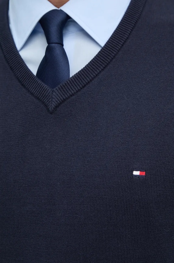 Tommy Hilfiger pulover bărbătesc din bumbac MW0MW14745 bleumarin