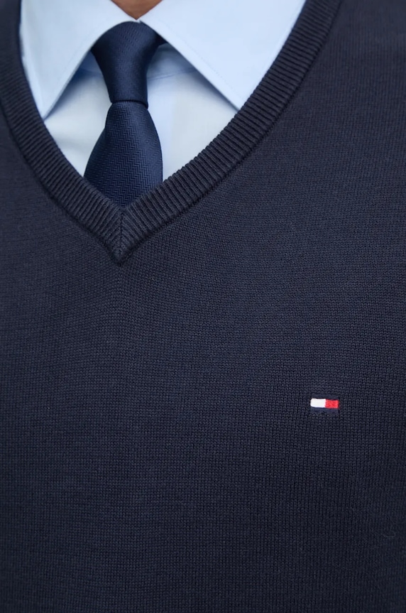 Tommy Hilfiger pulover bărbătesc din bumbac MW0MW14745 bleumarin