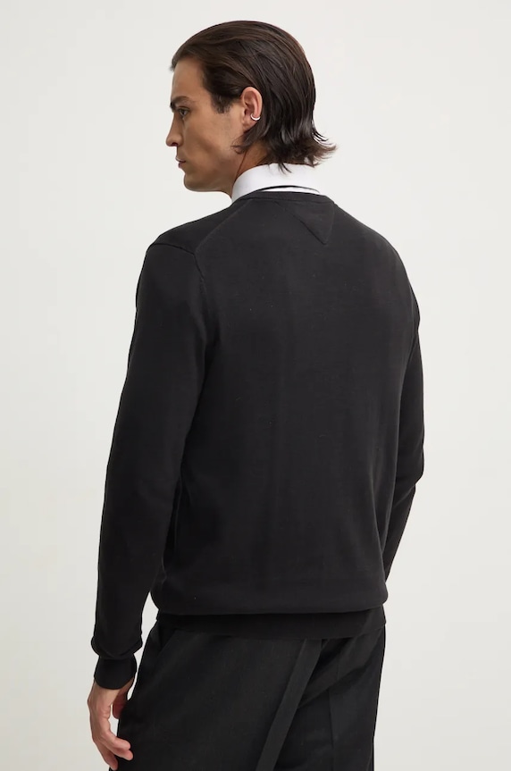 Îmbrăcăminte Tommy Hilfiger pulover bărbătesc din bumbac MW0MW14745 negru