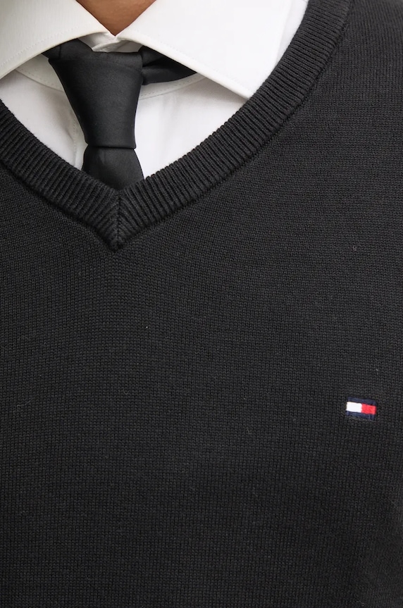Tommy Hilfiger pulover bărbătesc din bumbac MW0MW14745 negru