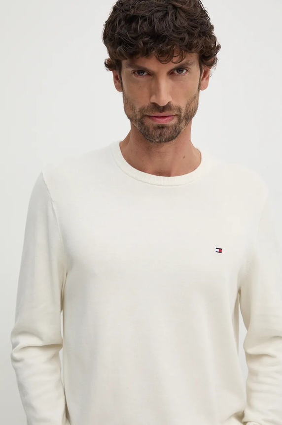 Tommy Hilfiger sweter bawełniany beżowy MW0MW14748