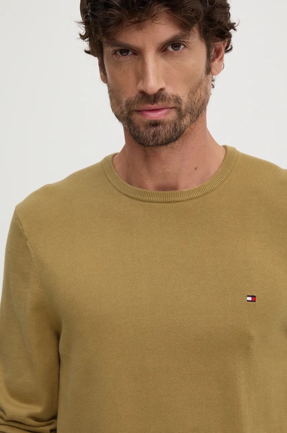 Bavlněný svetr Tommy Hilfiger béžová MW0MW14748