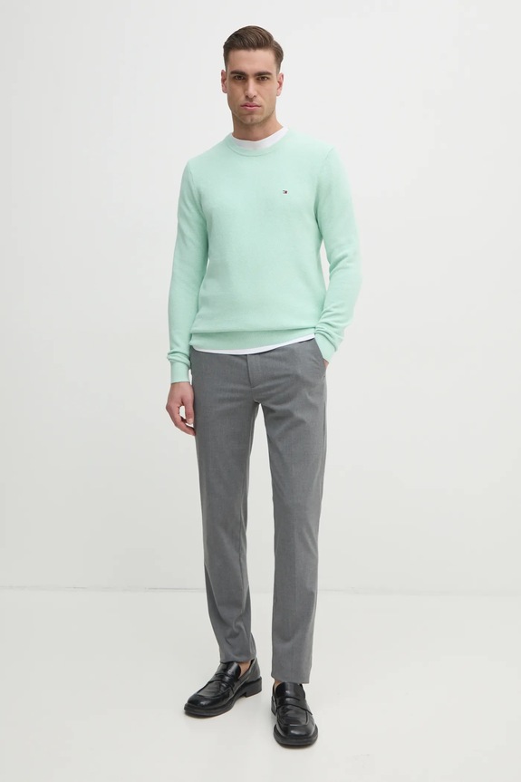 Tommy Hilfiger sweter męski bawełniany MW0MW36347 zielony SS26