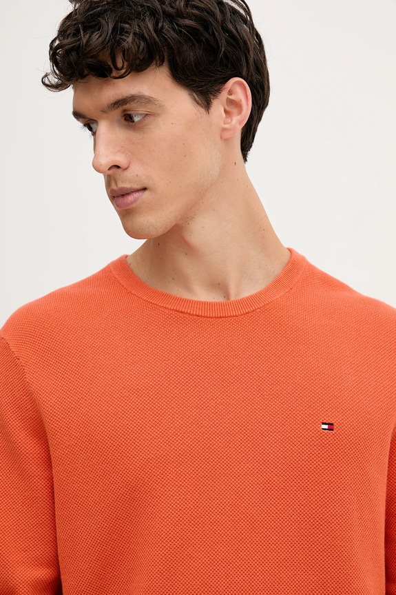 Tommy Hilfiger sweter męski bawełniany pomarańczowy MW0MW36347