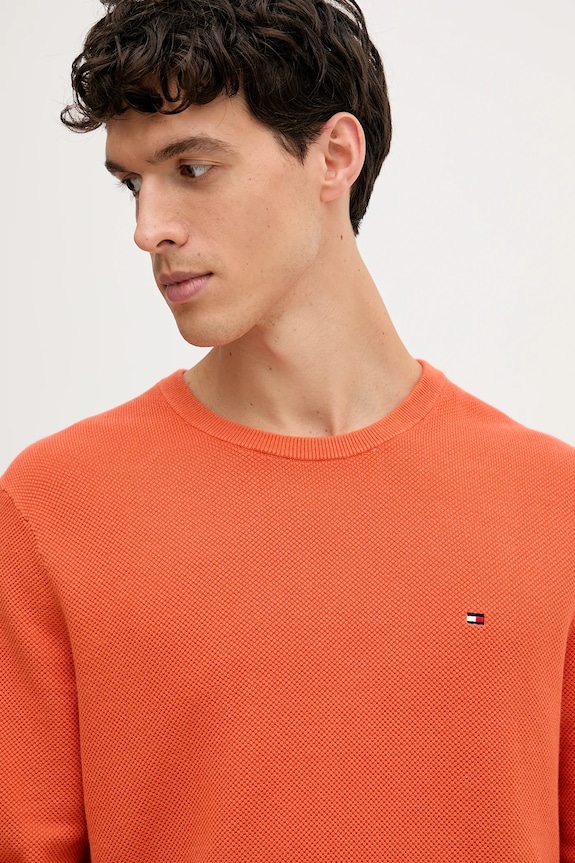 Tommy Hilfiger sweter męski bawełniany pomarańczowy MW0MW36347