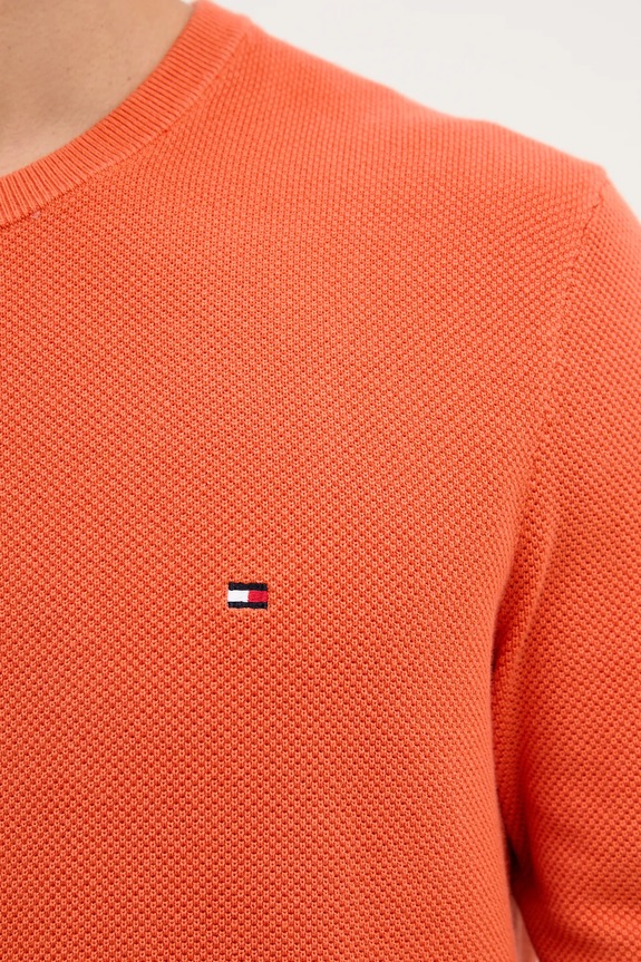 Tommy Hilfiger sweter męski bawełniany MW0MW36347 pomarańczowy
