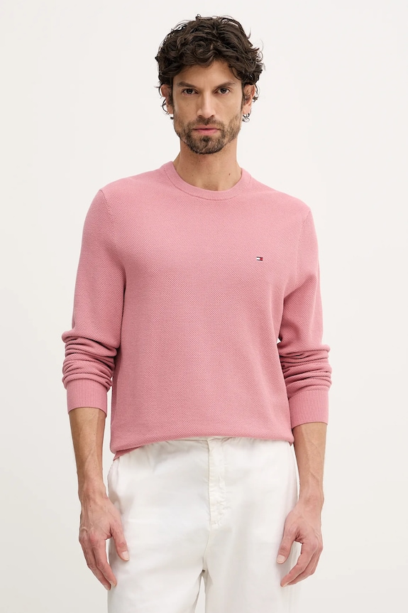 Tommy Hilfiger sweter męski bawełniany różowy MW0MW36347
