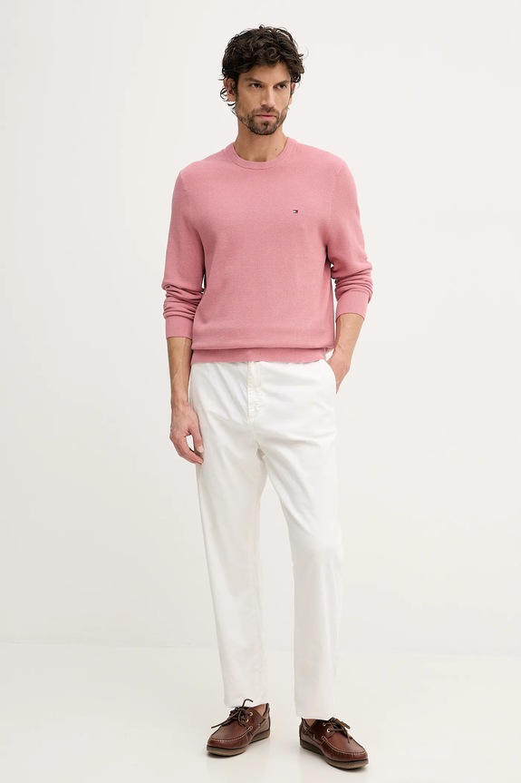 Tommy Hilfiger sweter męski bawełniany MW0MW36347 różowy SS26