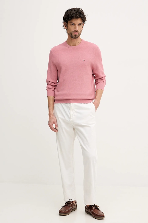 Tommy Hilfiger sweter męski bawełniany MW0MW36347 różowy SS26