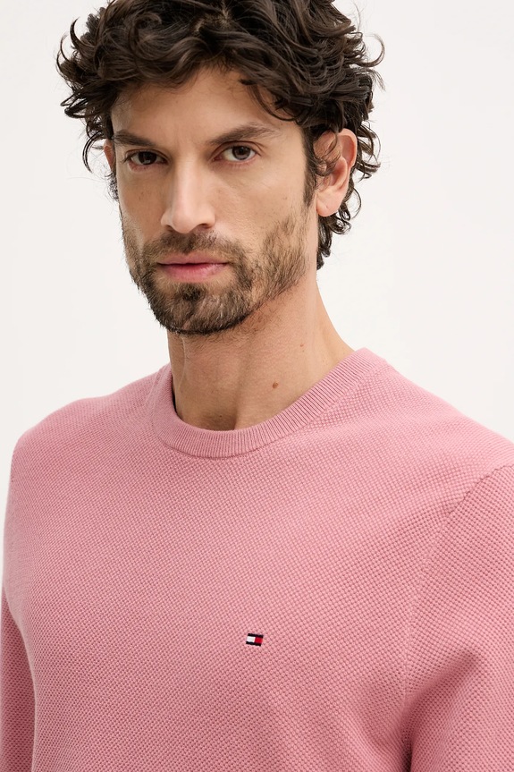 Tommy Hilfiger sweter męski bawełniany różowy MW0MW36347