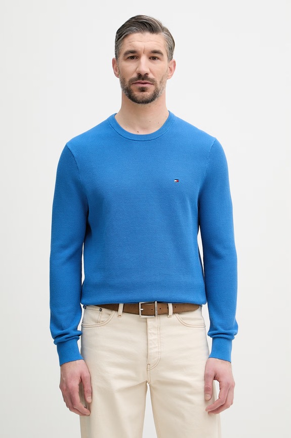 Tommy Hilfiger sweter męski bawełniany niebieski MW0MW36347