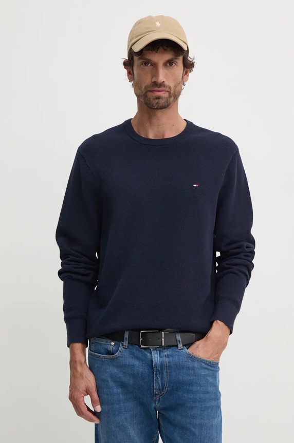 Tommy Hilfiger sweter męski bawełniany bawełna granatowy MW0MW36347