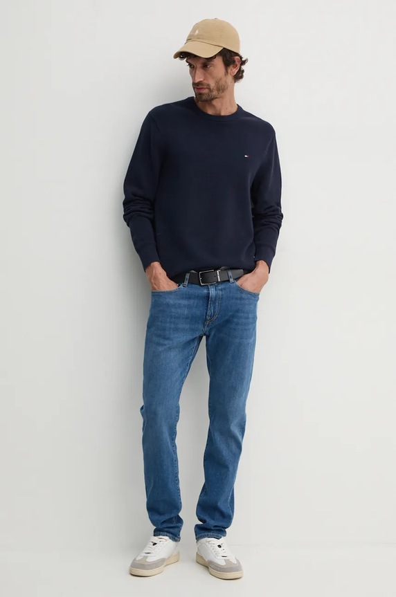 Tommy Hilfiger sweter męski bawełniany MW0MW36347 granatowy SS26