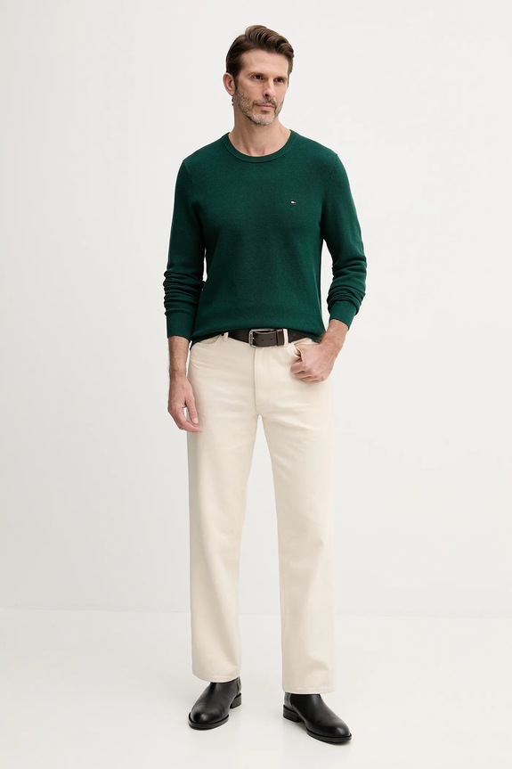 Tommy Hilfiger sweter męski bawełniany MW0MW36347 turkusowy SS26