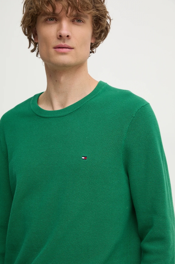 Tommy Hilfiger sweter męski bawełniany zielony MW0MW36347