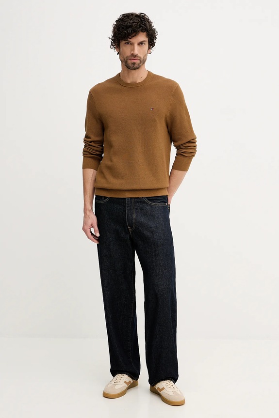 Tommy Hilfiger sweter męski bawełniany MW0MW36347 brązowy SS26