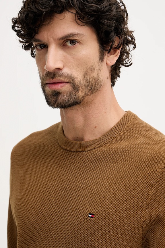 Tommy Hilfiger sweter męski bawełniany brązowy MW0MW36347