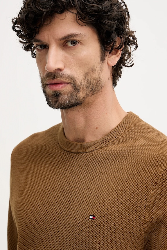 Tommy Hilfiger sweter męski bawełniany brązowy MW0MW36347