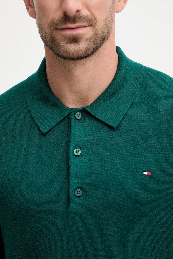 Svetr s příměsí kašmíru Tommy Hilfiger MW0MW36519 tyrkysová