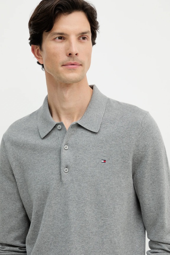 Sveter s prímesou kašmíru Tommy Hilfiger sivá MW0MW36519