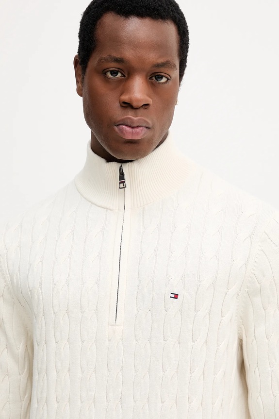 Pamučni pulover Tommy Hilfiger bež MW0MW36532