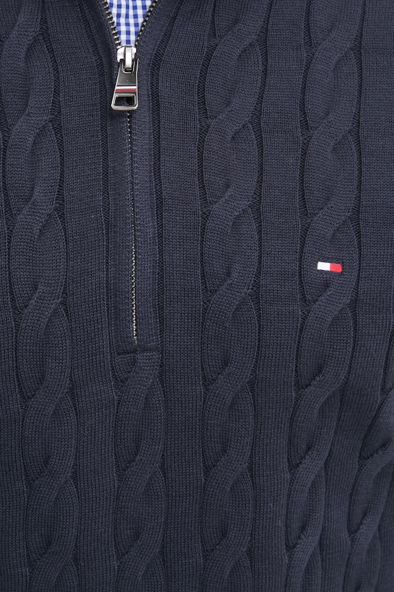 Bavlněný svetr Tommy Hilfiger námořnická modř MW0MW36532