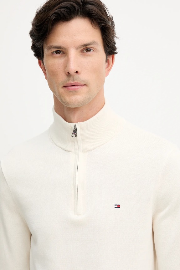 Tommy Hilfiger pulover bărbați din bumbac bej MW0MW37331