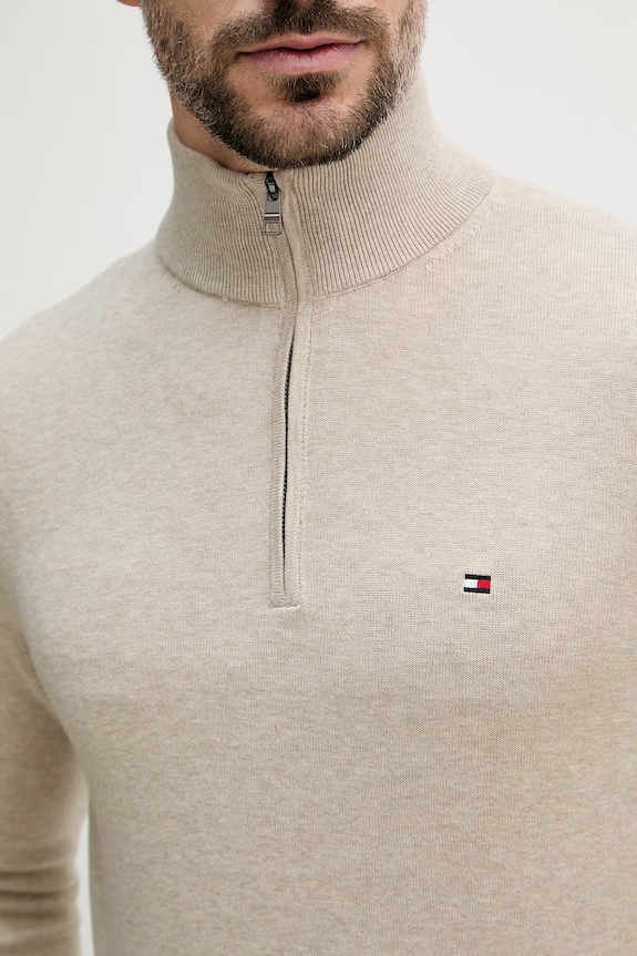 Tommy Hilfiger sweter męski bawełniany MW0MW37331 beżowy