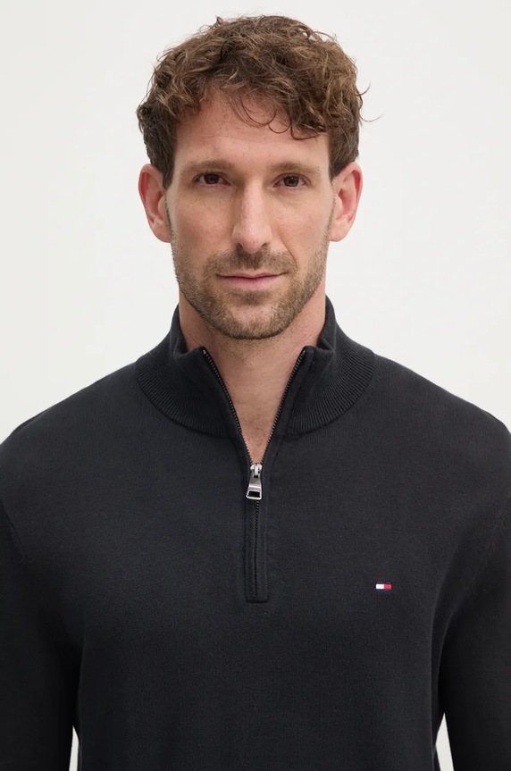 Tommy Hilfiger pulover bărbătesc de bumbac negru MW0MW37331