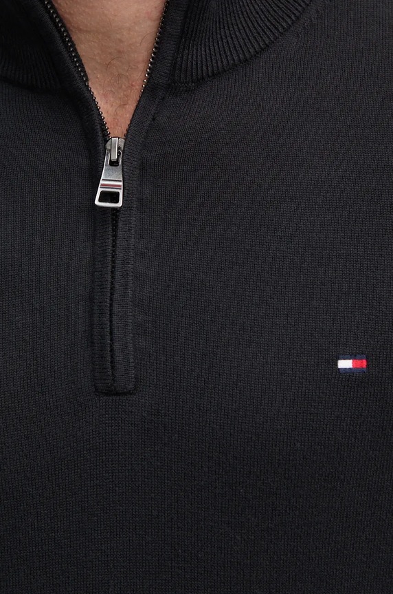 Tommy Hilfiger pulover bărbătesc de bumbac MW0MW37331 negru