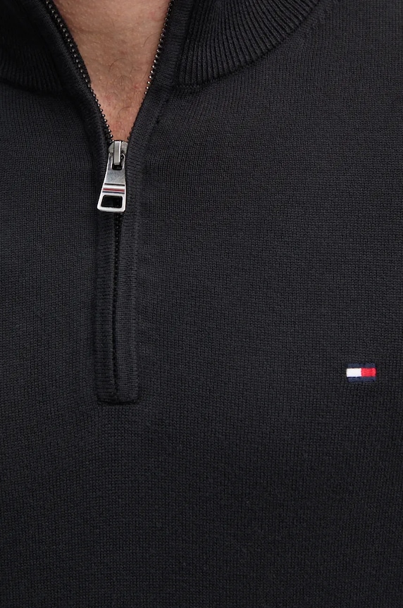 Tommy Hilfiger pulover bărbătesc de bumbac MW0MW37331 negru