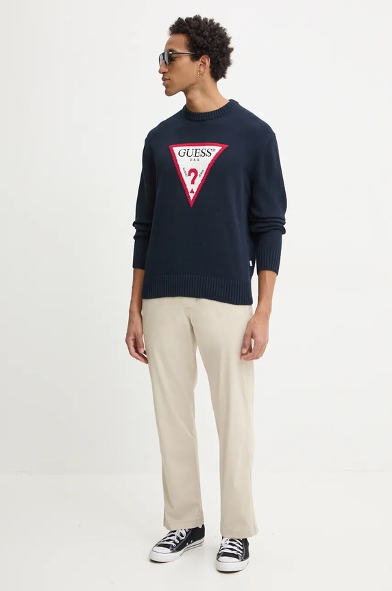 Guess Jeans pamut pulóver M4BR32.Z3HM1 sötétkék AW25