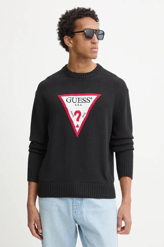 Βαμβακερό πουλόβερ Guess Jeans βαμβάκι μαύρο M4BR32.Z3HM1
