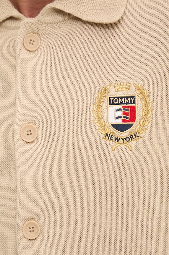 Kardigán s prímesou vlny Tommy Jeans béžová DM0DM19422