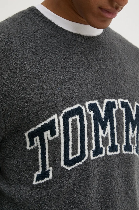 Pulover s dodatkom vune Tommy Jeans DM0DM19439 siva