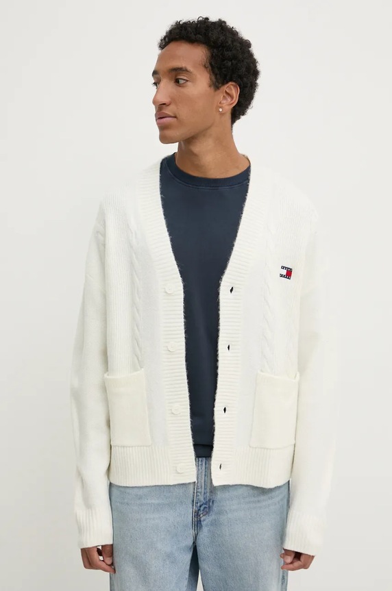 Πλεκτή ζακέτα Tommy Jeans άλλο μπεζ DM0DM19441
