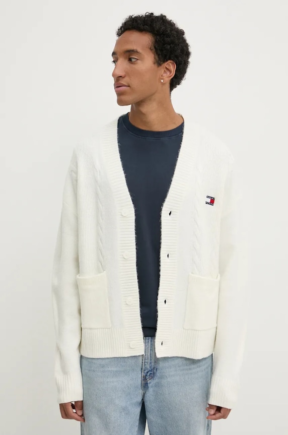 Πλεκτή ζακέτα Tommy Jeans άλλο μπεζ DM0DM19441