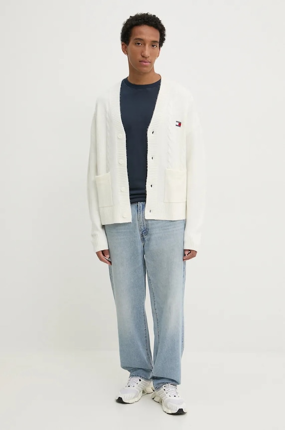 Πλεκτή ζακέτα Tommy Jeans DM0DM19441 μπεζ AW24