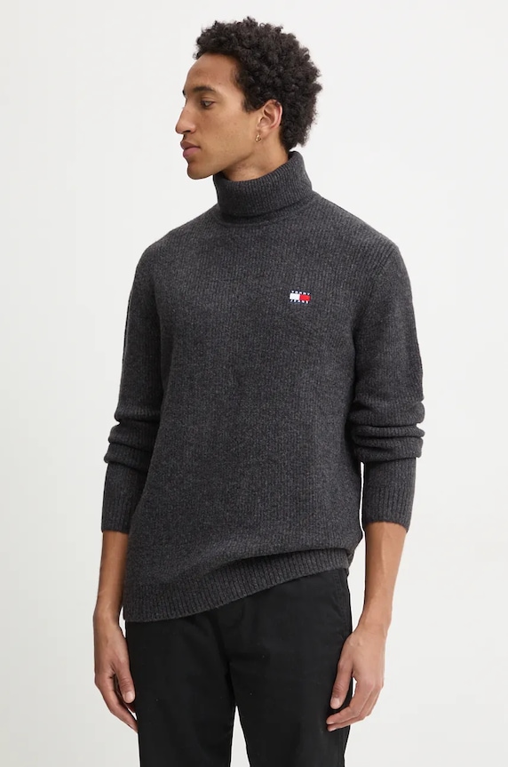 Tommy Jeans sweter z domieszką wełny z domieszką wełny szary DM0DM20602