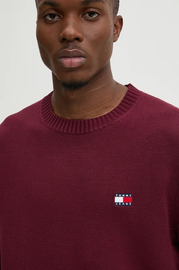 Tommy Jeans sweter z domieszką wełny bordowy DM0DM20706