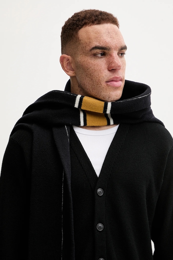 Vlnený šál AMBUSH Knit Sweater Scarf vlna tmavomodrá BMMA002F24KNI0011010