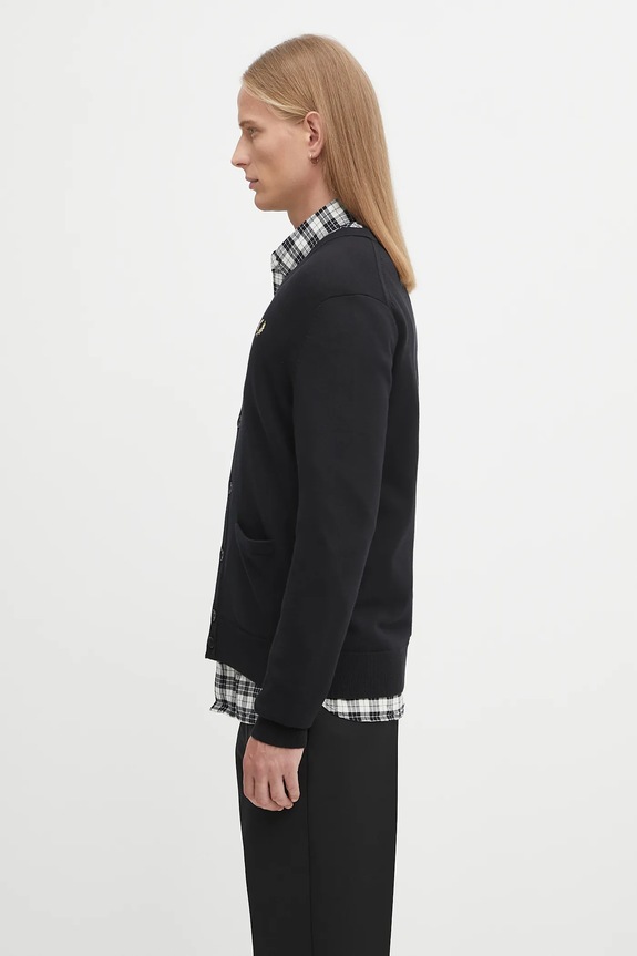 Fred Perry kardigan z wełną Classic Cardigan K9551.198 czarny SS26